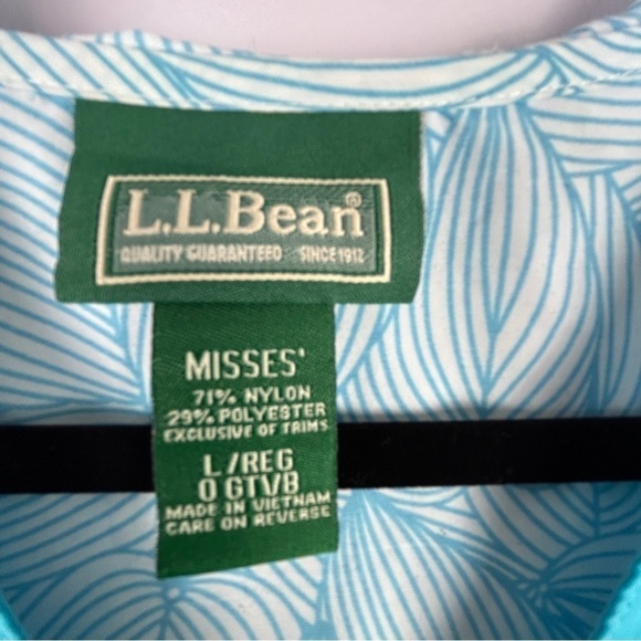 L.L. Bean Tropical Beach Nylon Blend Tunic Hooded Top Large Blue - Picture 5 of 13